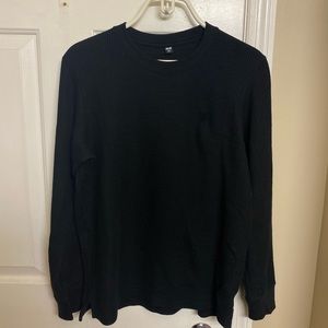 Uniqlo Waffle Crew Neck Long-Sleeve T-Shirt Black XS